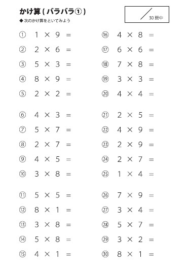 ばらばらのだん1のプリント参考画像